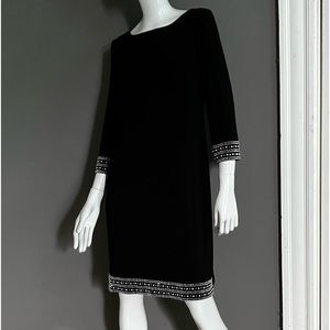 Pearl Bejeweled Black Midi Party Dress
